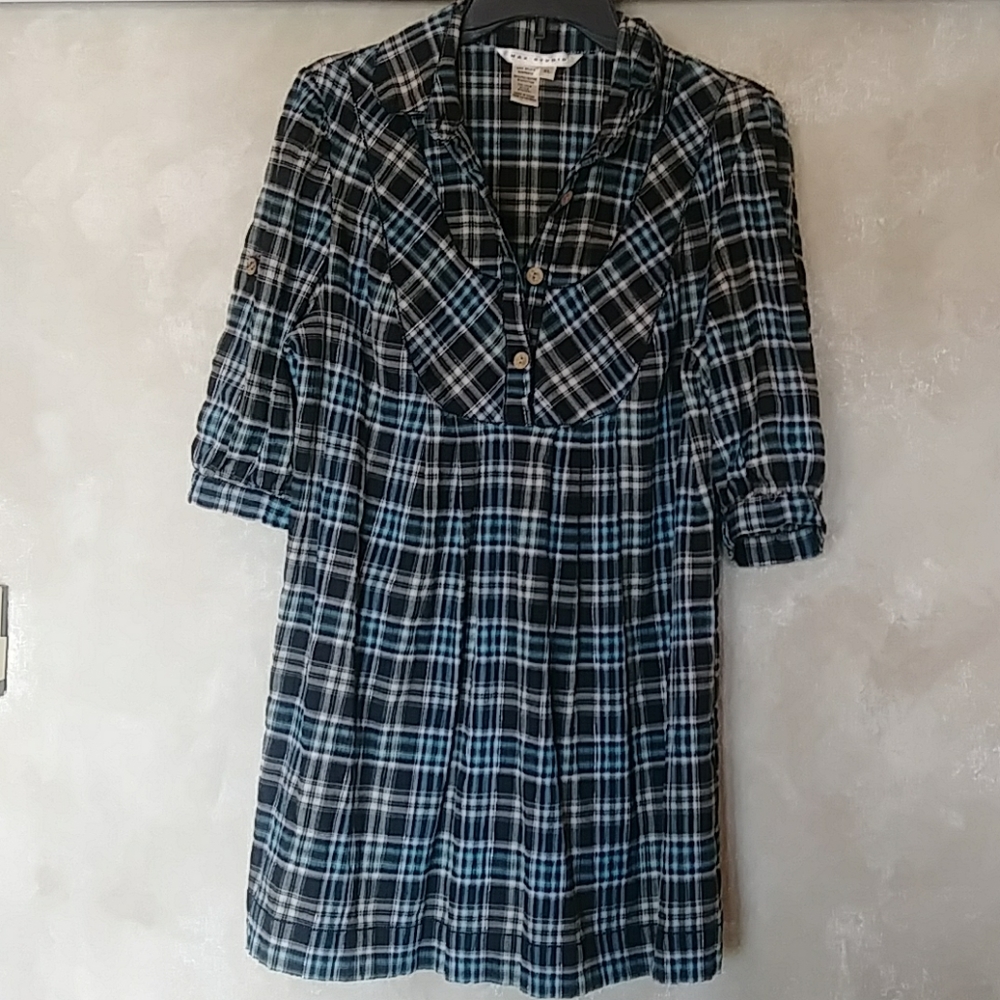 Max Studio Black/Blue Plaid Tunic XL
